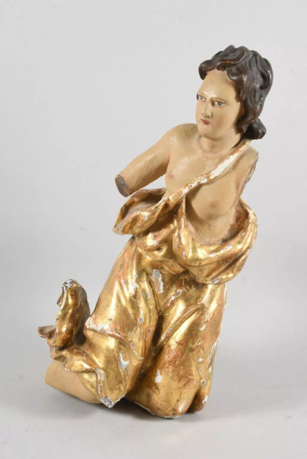 Scultura in legno / Angelo in ginocchio / XVIII secolo - immagine 2
