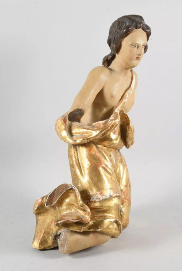 Scultura in legno / Angelo in ginocchio / XVIII secolo - immagine 6